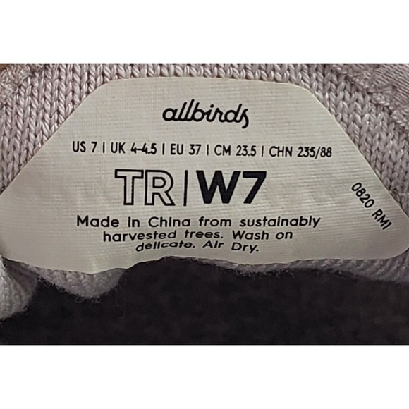 AllBirds Tree Runners TR Lace Up White Running Wool Sneakers Women's Size 7 - Picture 6 of 9